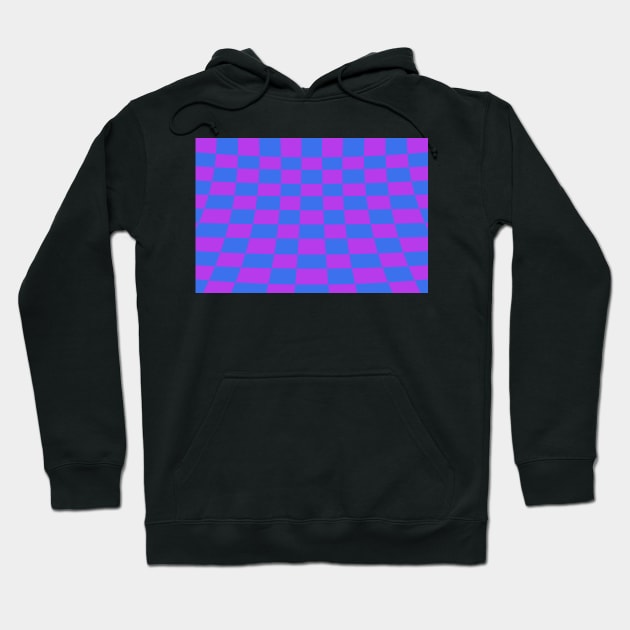 Warped perspective coloured checker board effect grid purple and blue Hoodie by Russell102